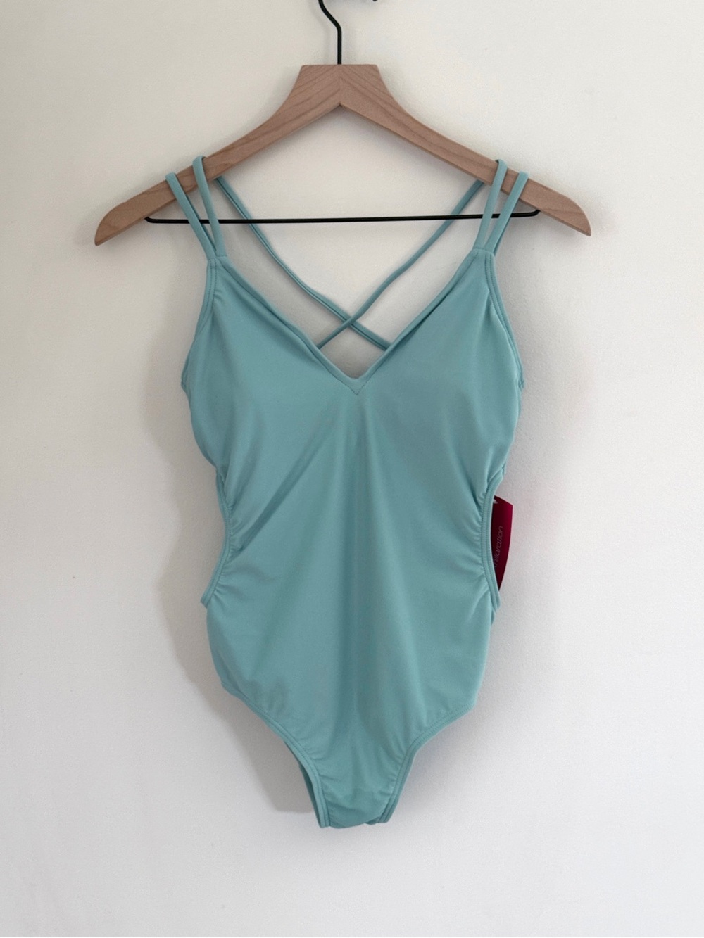 Xhilaration One Piece Swimsuit Aqua Blue Strappy Cutout Bathing Suit NWT
